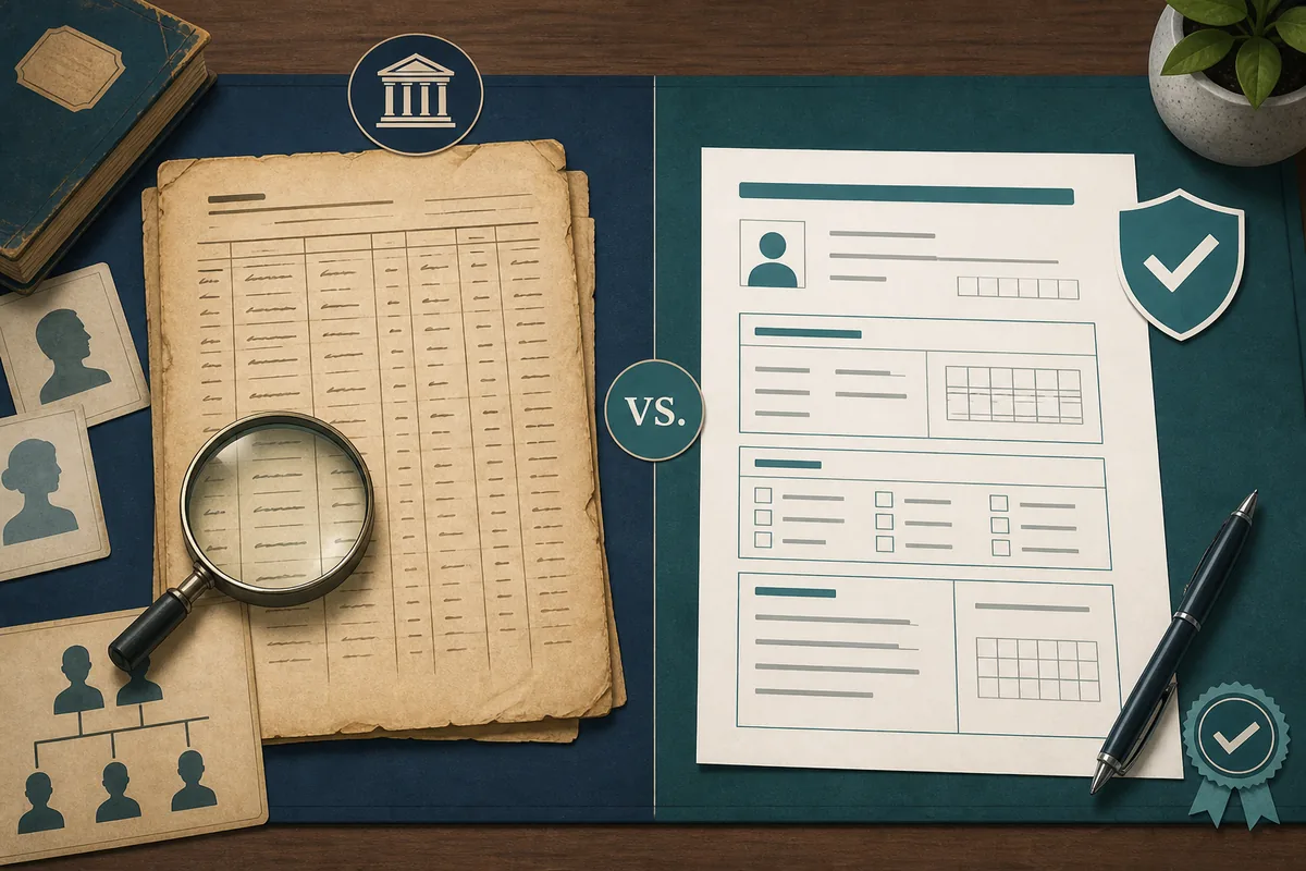 Explanatory comparison of a historical voter roll and a separate current SIR form